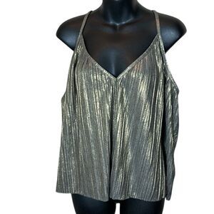 Anthropologie Cosabella grey gold shimmer pleat cami tank top new large